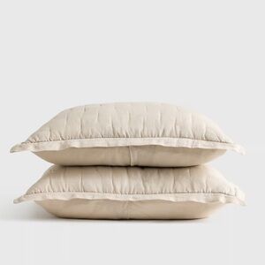 NWOT QUINCE European Linen Dream Sham Set Standard Sand 4201